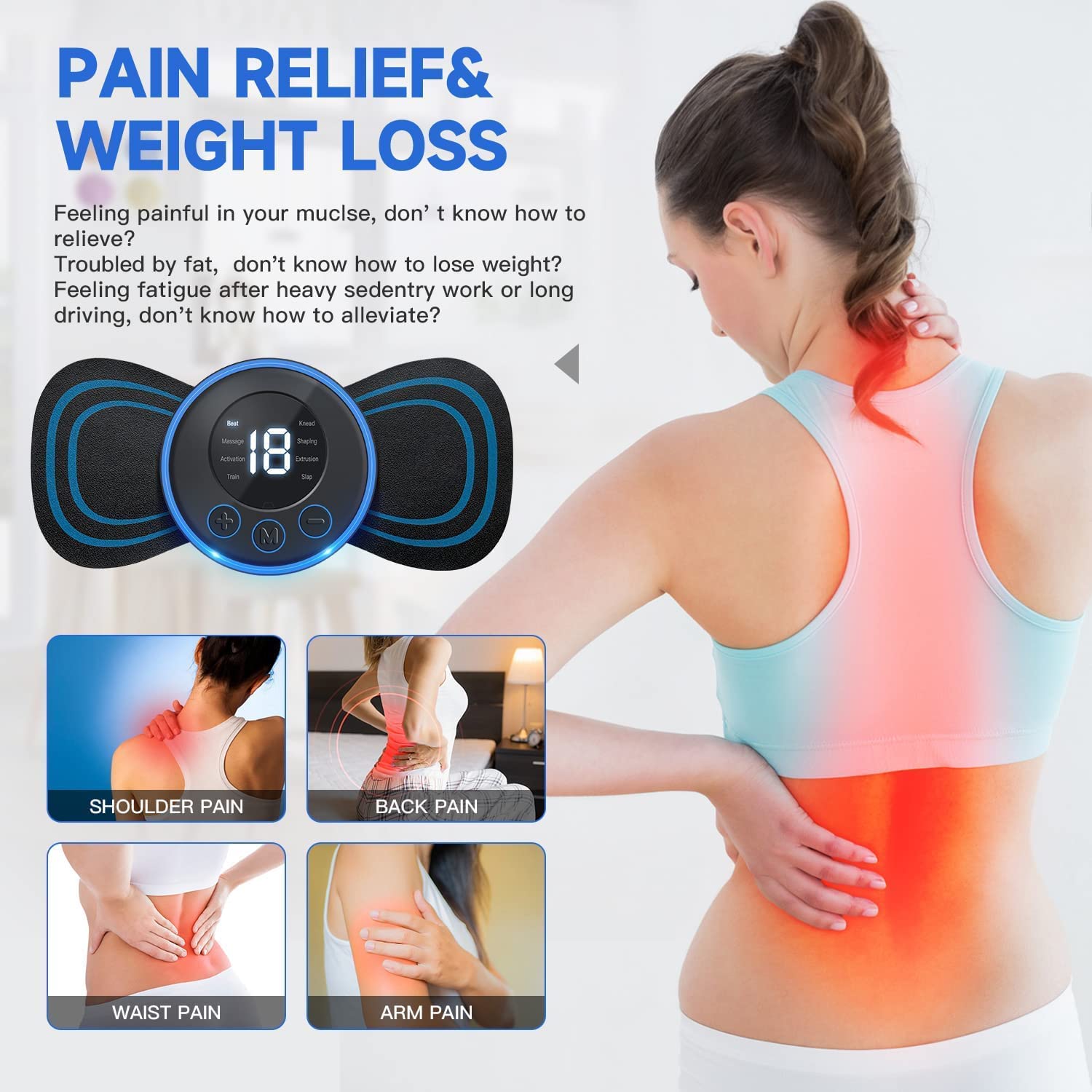 Body Massager,Wireless Portable Neck Massager with 8 Modes and 19 Strength Levels Rechargeable Pain Relief EMS Massage Machine for Shoulder,Arms,Legs,Back Pain for Men and Women Body Massager,Wireless Portable Neck Massager with 8 Modes and 19 Strength Levels Rechargeable Pain Relief EMS Massage Machine for Shoulder,Arms,Legs,Back Pain for Men and Women